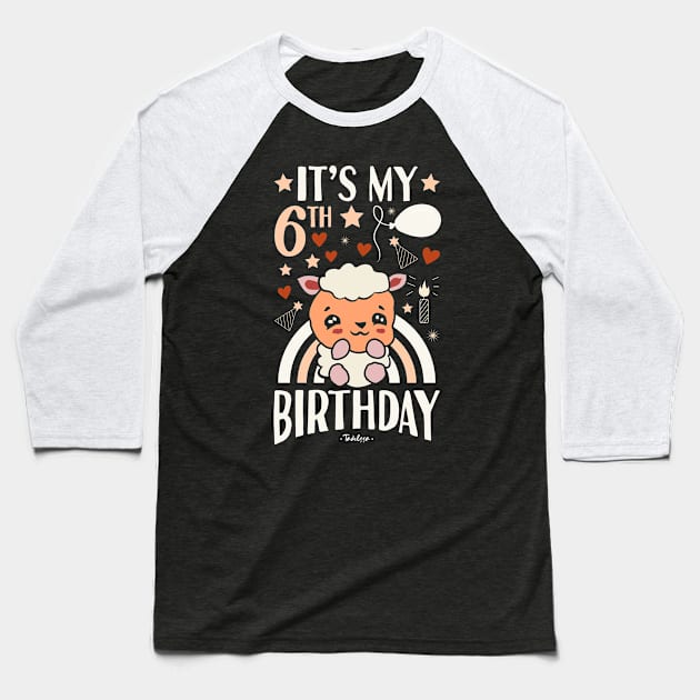 It's My 6th Birthday Sheep Baseball T-Shirt by Tesszero